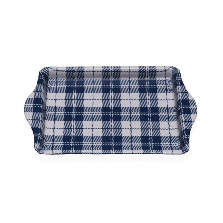 VASSOIO METALLO CON MANICI VICHY BLU
