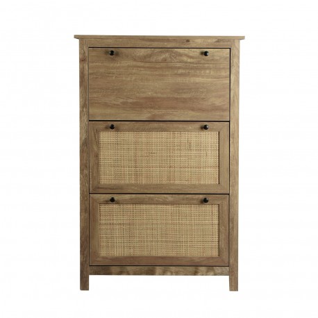 SCARPIERA 3 CASSETTI CON RATTAN