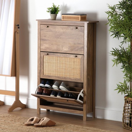 SCARPIERA 3 CASSETTI CON RATTAN