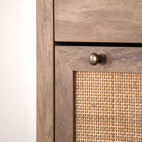 SCARPIERA 3 CASSETTI CON RATTAN