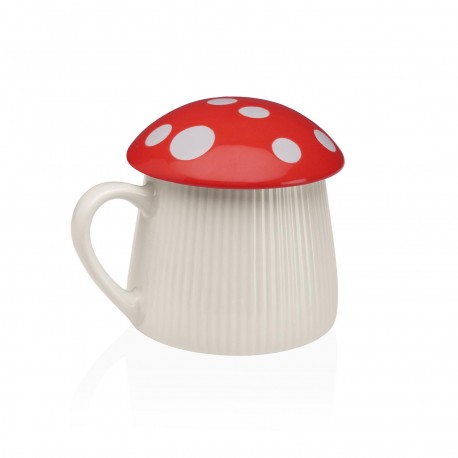 TAZZA CON COPERCHIO FUNGO ROSSO