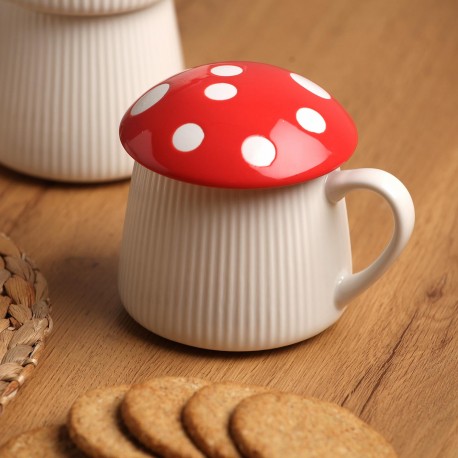 TAZZA CON COPERCHIO FUNGO ROSSO