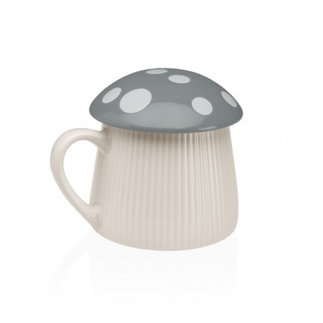 TAZZA CON COPERCHIO FUNGO GRIGIO