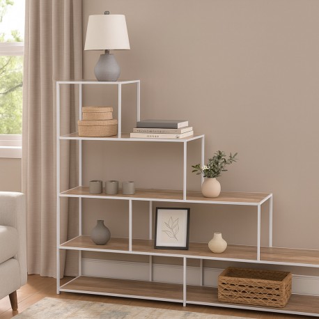 SCAFFALE A GRADINI 4 RIPIANI BIANCO