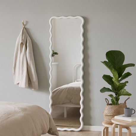 SPECCHIO CORNICE BIANCA ONDE