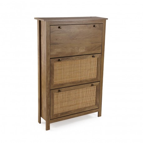 SCARPIERA 3 CASSETTI CON RATTAN