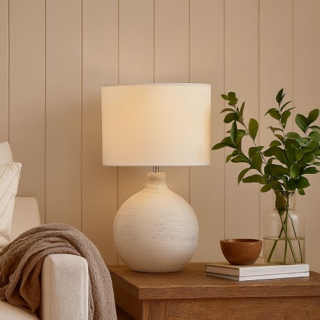 LAMPADA DA TAVOLO CERAMICA DEWAS BIANCA