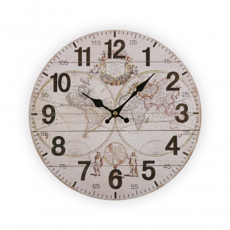 OROLOGIO IN LEGNO WORLD 28CM