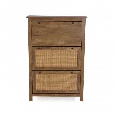 SCARPIERA 3 CASSETTI CON RATTAN