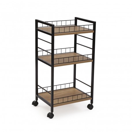 CARRELLO 3 CESTE NERO CON RUOTE