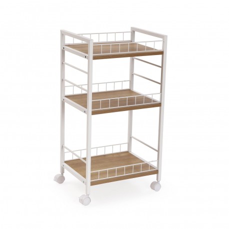 CARRELLO 3 CESTE BIANCO CON RUOTE