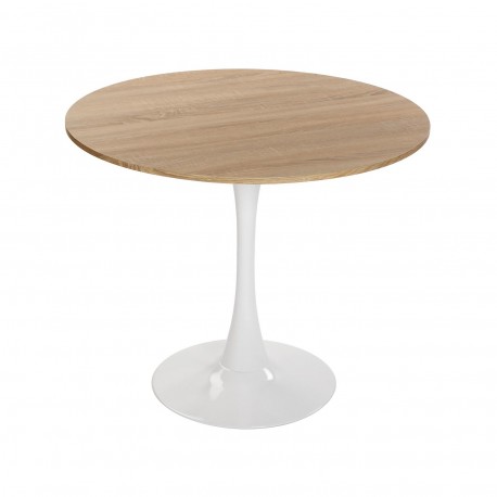 TAVOLO BIANCO E LEGNO MEERA 100 CM TAVOLO BIANCO E LEGNO MEERA 100 CM
