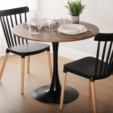 TAVOLO NERO E LEGNO MEERA 100 CM TAVOLO NERO E LEGNO MEERA 100 CM