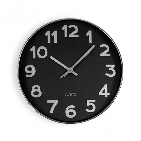 OROLOGIO DA PARETE NERO "SILVER NUMBERS" 30CM