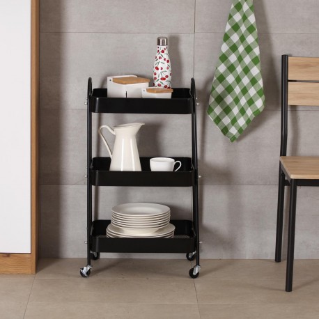 CARRO METALLICO NERO 3 PIANI