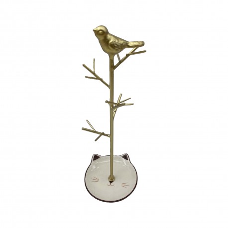 PORTA GIOIE DORATO CON UCCELLO