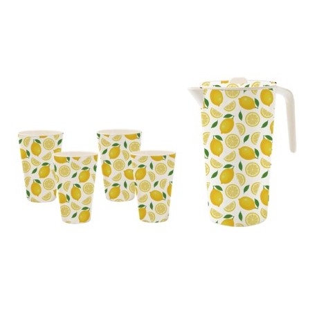 SET 4 BICCHIERI E CARAFFA LIMONI