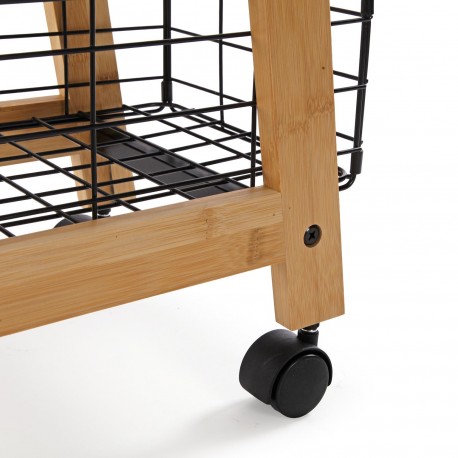 SCAFFALE BAMBÙ 3 CESTE NERE