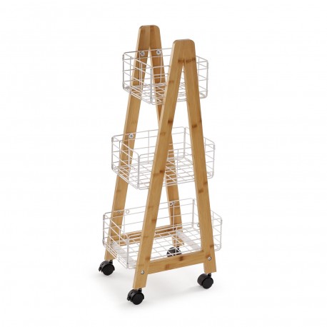 SCAFFALE BAMBÙ 3 CESTE BIANCHE