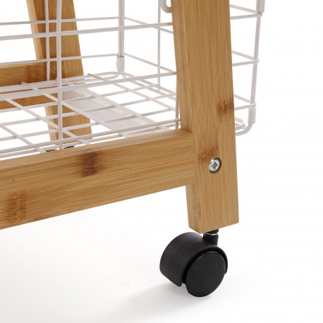 SCAFFALE BAMBÙ 3 CESTE BIANCHE