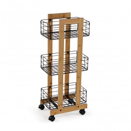 SCAFFALE RETTANGOLARE BAMBÙ 3 CESTE NERE