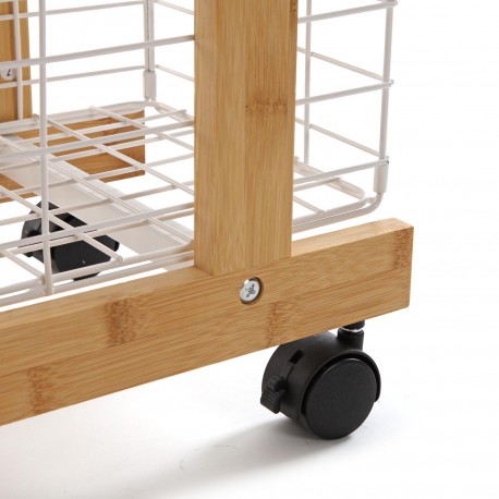 SCAFFALE RETTANGOLARE BAMBÙ 3 CESTE BIANCHE