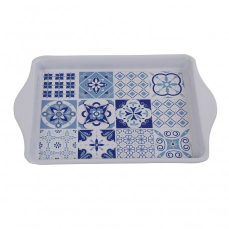 VASSOIO AZZURRO METALLO CON MANICI