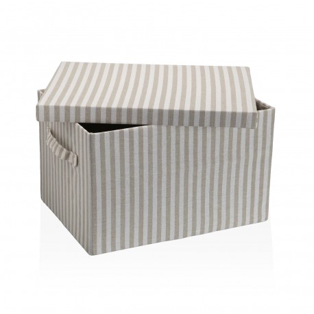 CESTA CON COPERCHIO RIGHE GRIGIE