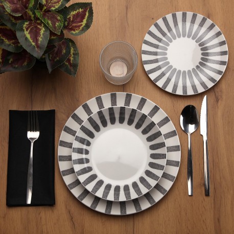 STOVIGLIA 18 PEZZI JUNGLE GRIGIO