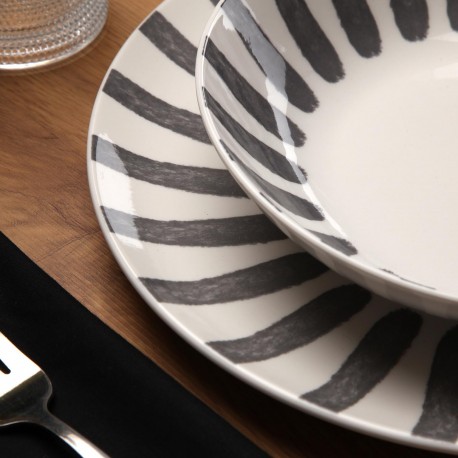 STOVIGLIA 18 PEZZI JUNGLE GRIGIO