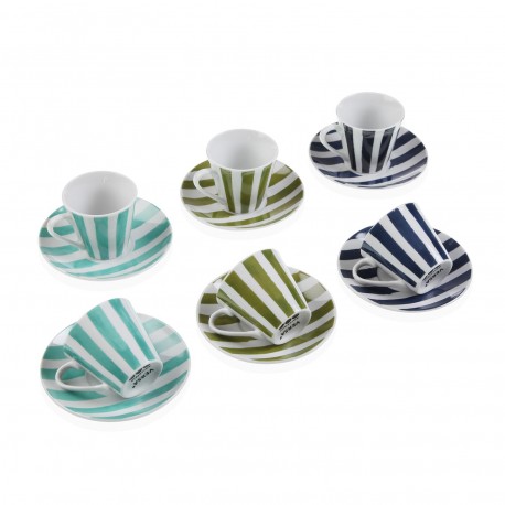 SET 6 CAFFÈ/PIATTINO RIGHE NATUR