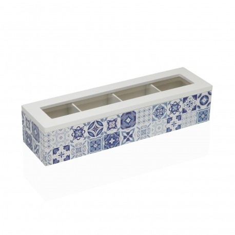 SCATOLA DA TÈ AZURITA 4 SCOMPARTI