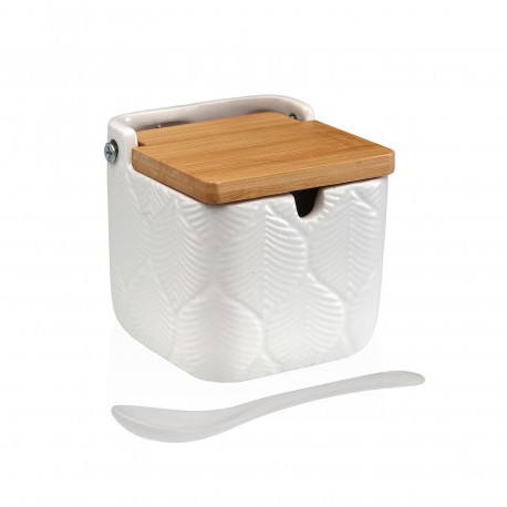 ZUCCHERIERA QUADRATA BIANCA FOGLIE