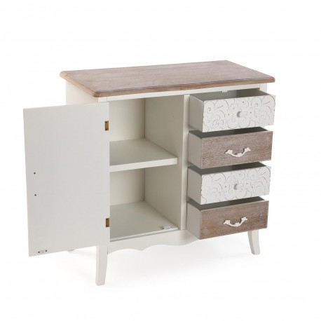 COMÒ RUSTICO BIANCO 4 CASSETTI/1 PORTA
