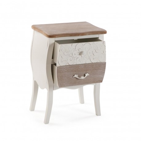 COMODINO RUSTICO BIANCO 2 CASSETTI