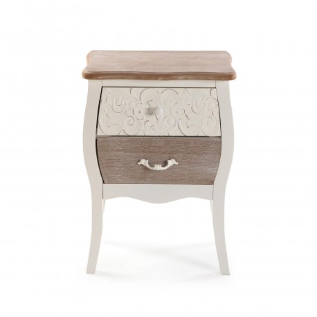 COMODINO RUSTICO BIANCO 2 CASSETTI