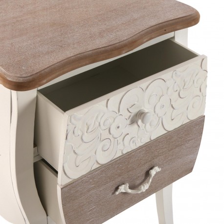 COMODINO RUSTICO BIANCO 2 CASSETTI