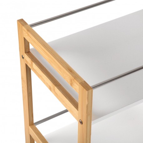 CARRELLO 3 RIPIANI BIANCO BAMBÙ CON RUOTE