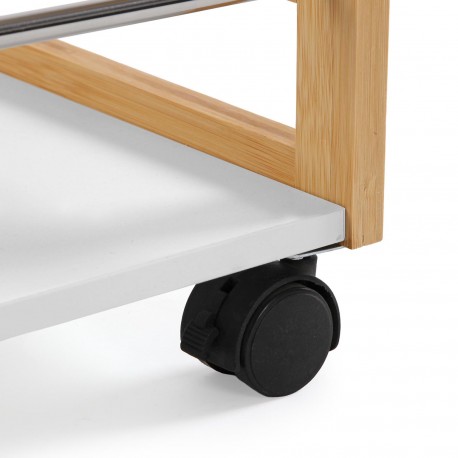 CARRELLO 3 RIPIANI BIANCO BAMBÙ CON RUOTE
