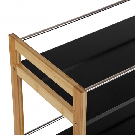 CARRELLO 3 RIPIANI NERO BAMBÙ CON RUOTE