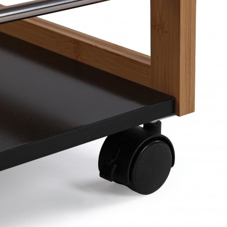 CARRELLO 3 RIPIANI NERO BAMBÙ CON RUOTE