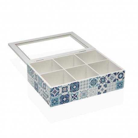 SCATOLA DA TÈ AZURITA 6 SCOMPARTI