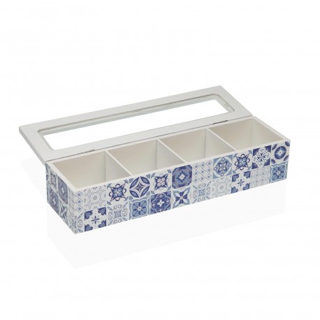 SCATOLA DA TÈ AZURITA 4 SCOMPARTI