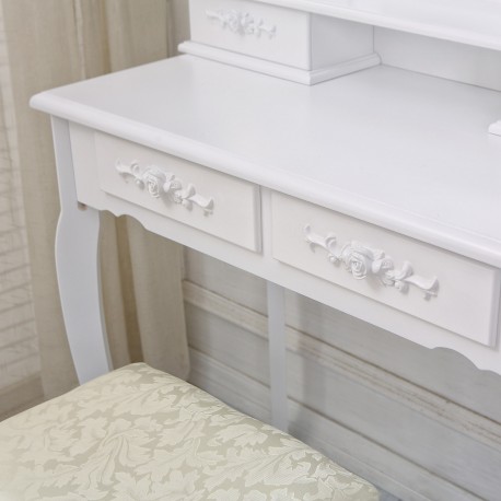 TOELETTA BIANCA CON SGABELLO E LUCI LED