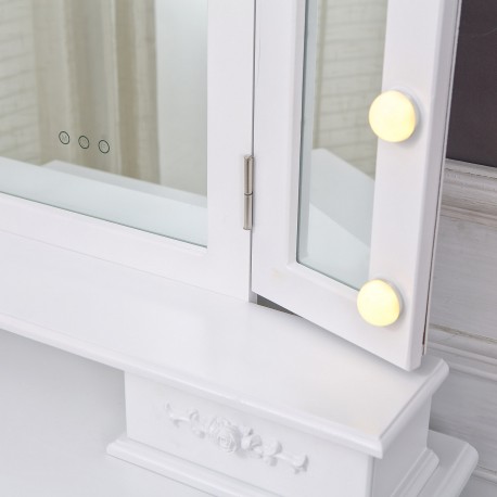 TOELETTA BIANCA CON SGABELLO E LUCI LED