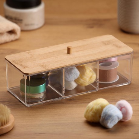 CAJA RECTANGULAR 3 COMPARTIMENTOS TAPA BAMBU