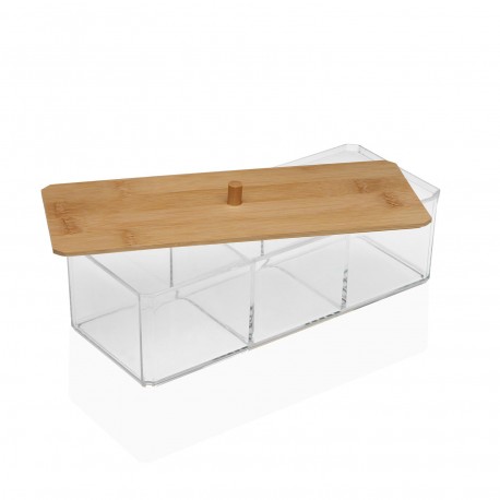 CAJA RECTANGULAR 3 COMPARTIMENTOS TAPA BAMBU