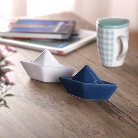 DECORAZIONE BARCA CERAMICA BIANCA