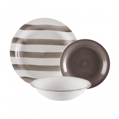 STOVIGLIA 18 PEZZI LIGIA GRIGIO