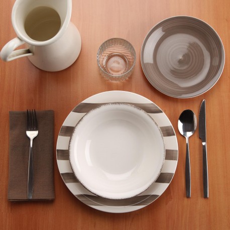 STOVIGLIA 18 PEZZI LIGIA GRIGIO